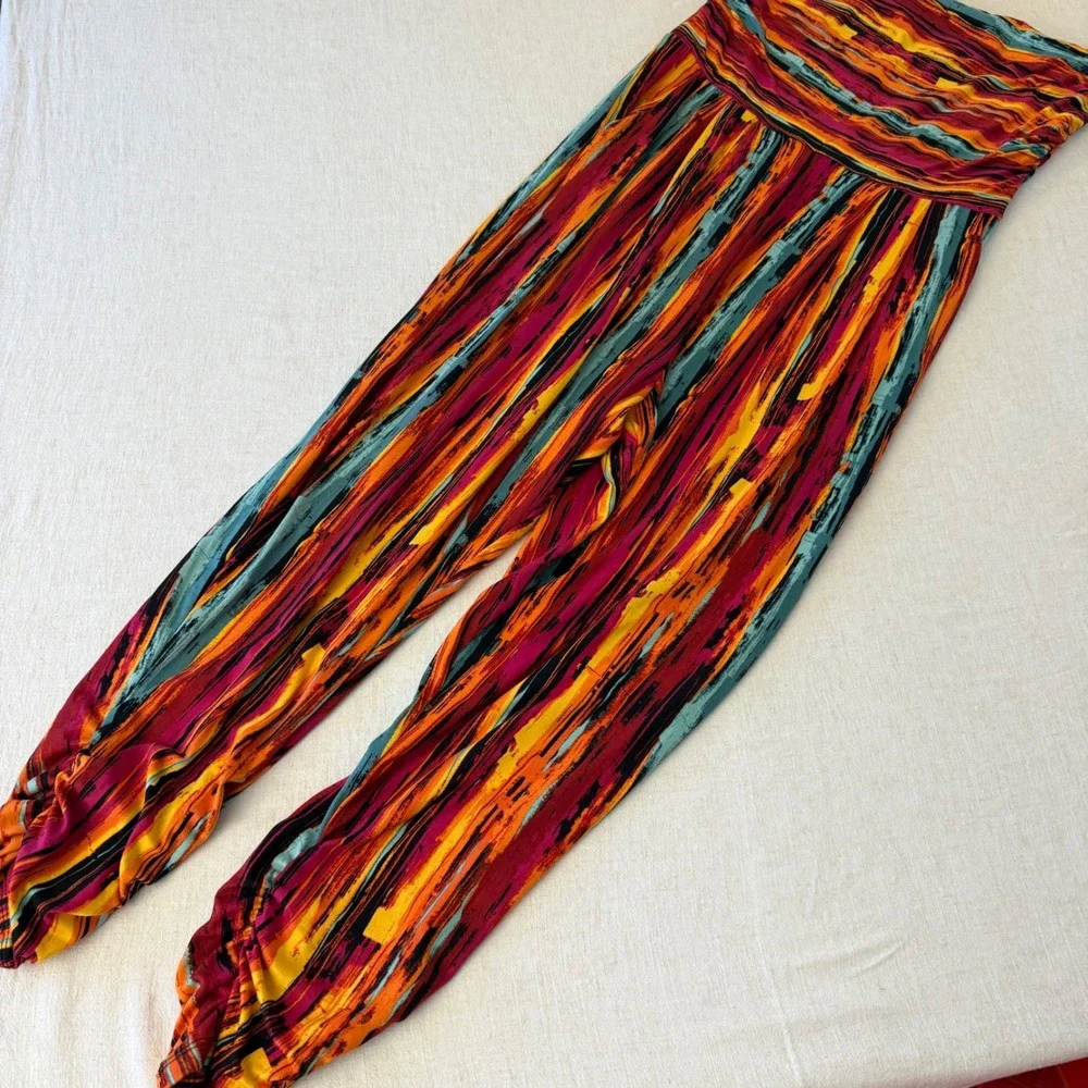 Full Circle Trends Womens 2X Harem Pants Abstract Print Ruched Multi-Color - Picture 8 of 12